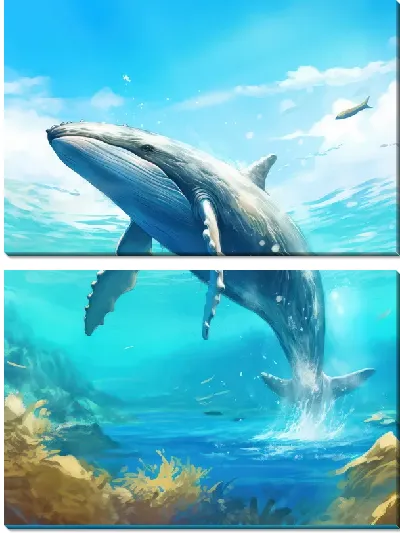 Модульная картина Кит в стиле арт №54