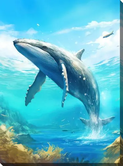 Картина маслом Кит в стиле арт №54