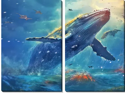 Модульная картина Кит в стиле арт №55