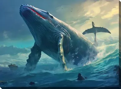 Картина маслом Кит в стиле арт №56