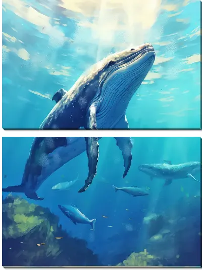 Модульная картина Кит в стиле арт №57