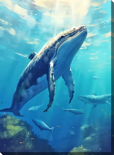 Картина маслом Кит в стиле арт №57