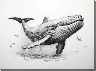 Картина маслом Кит в стиле арт №58