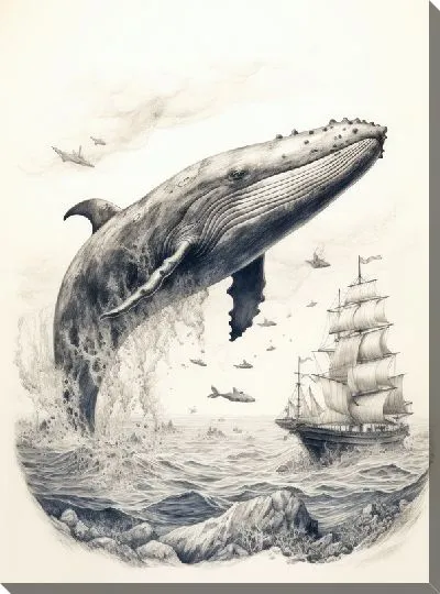 Картина маслом Кит в стиле арт №59