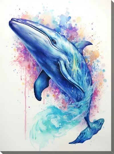 Картина маслом Кит в стиле арт №60