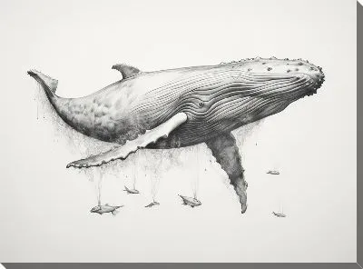 Картина маслом Кит в стиле арт №61