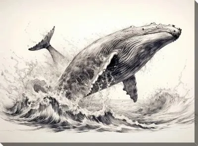 Картина маслом Кит в стиле арт №62