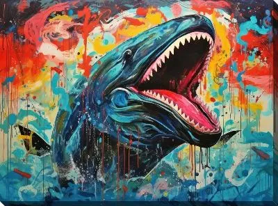 Картина маслом Кит в стиле арт №65