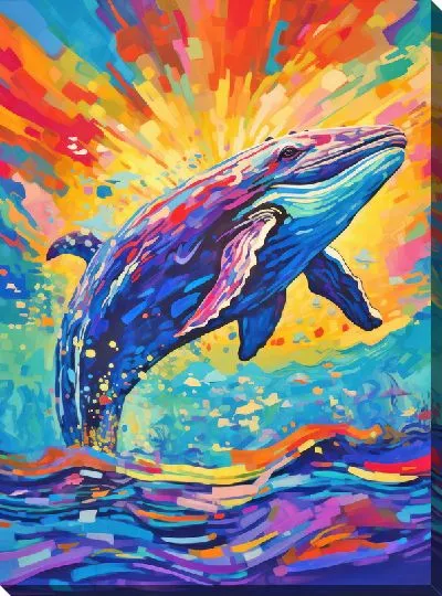 Картина маслом Кит в стиле арт №66