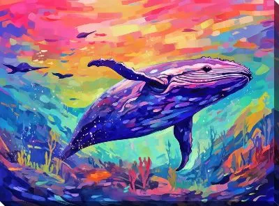 Картина маслом Кит в стиле арт №67