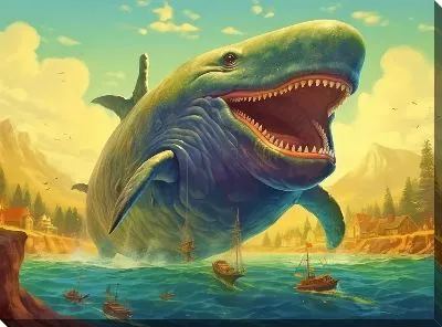 Картина маслом Кит в стиле арт №68