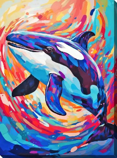 Картина маслом Кит в стиле арт №69