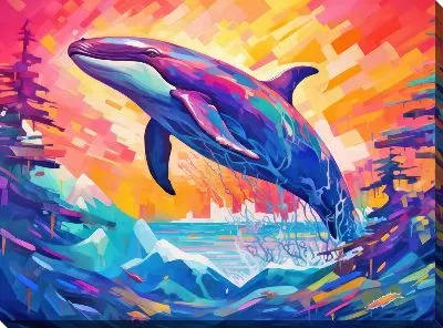 Картина маслом Кит в стиле арт №70