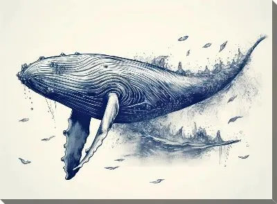 Картина маслом Кит в стиле арт №71