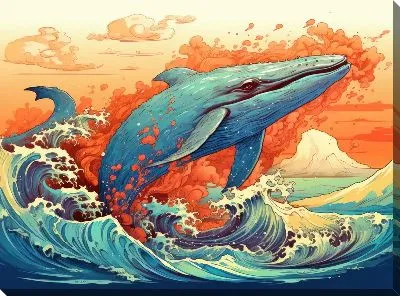 Картина маслом Кит в стиле арт №72