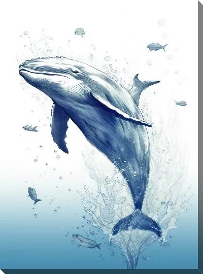 Картина маслом Кит в стиле арт №73