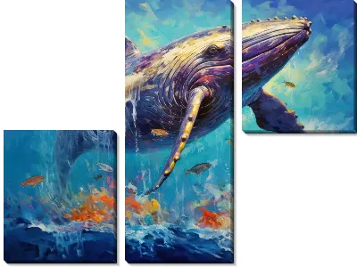 Модульная картина Кит в стиле арт №75