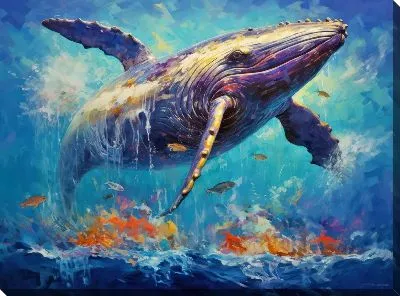 Картина маслом Кит в стиле арт №75