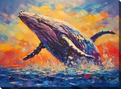 Картина маслом Кит в стиле арт №76