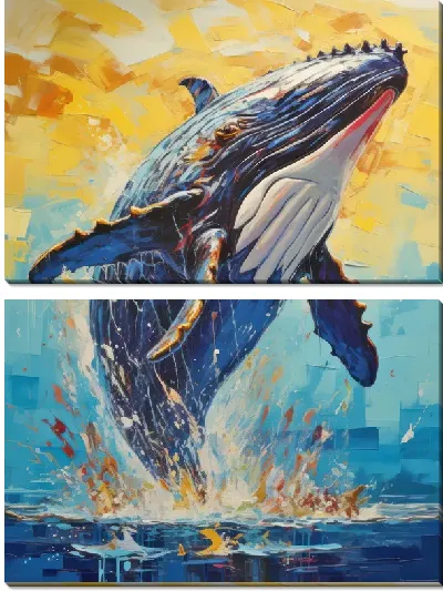 Модульная картина Кит в стиле арт №77