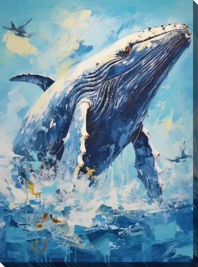 Картина маслом Кит в стиле арт №79