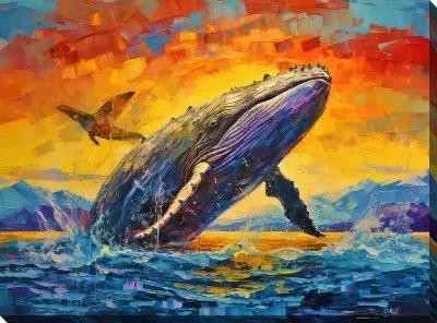 Картина маслом Кит в стиле арт №80