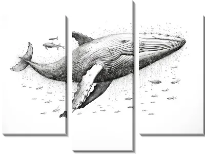 Модульная картина Кит в стиле арт №81