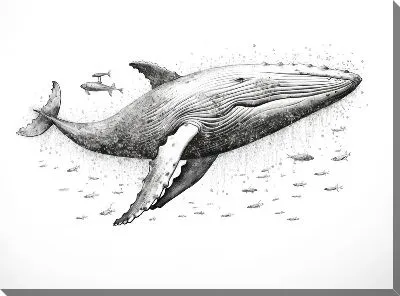 Картина маслом Кит в стиле арт №81