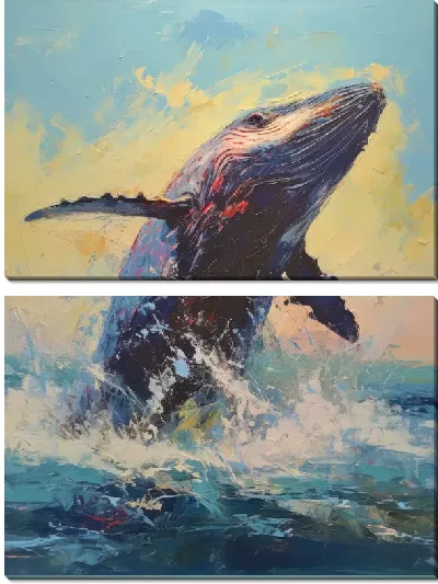 Модульная картина Кит в стиле арт №82