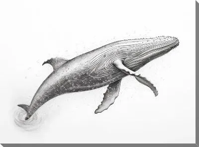 Картина маслом Кит в стиле арт №83