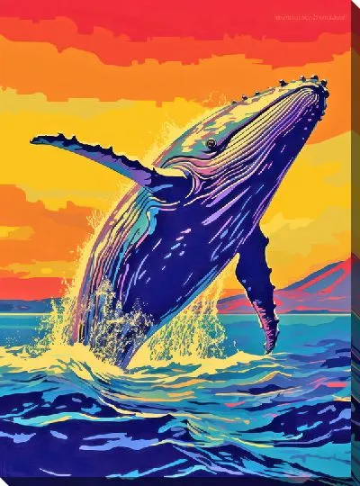 Картина маслом Кит в стиле арт №85