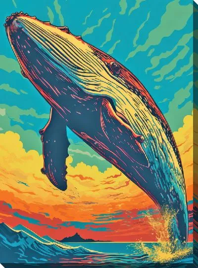 Картина маслом Кит в стиле арт №87