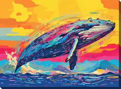 Картина маслом Кит в стиле арт №88