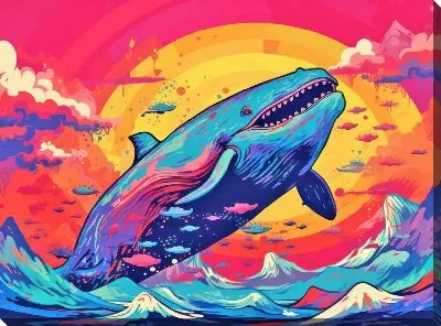 Картина маслом Кит в стиле арт №90