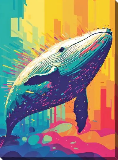 Картина маслом Кит в стиле арт №91