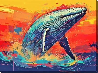 Картина маслом Кит в стиле арт №92