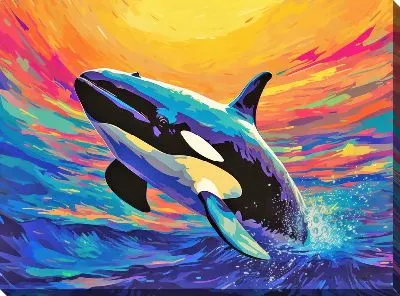 Картина маслом Кит в стиле арт №911