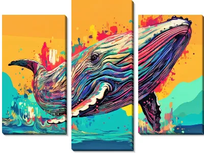 Модульная картина Кит в стиле арт №94