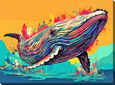 Картина маслом Кит в стиле арт №94