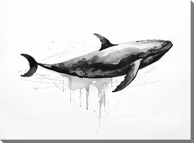 Картина маслом Кит в стиле арт №95