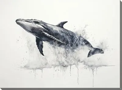 Картина маслом Кит в стиле арт №96