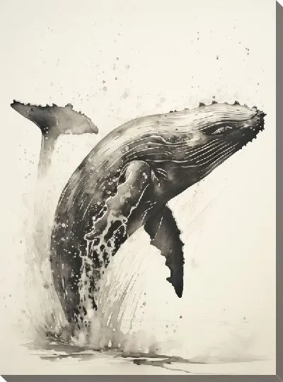 Картина маслом Кит в стиле арт №99