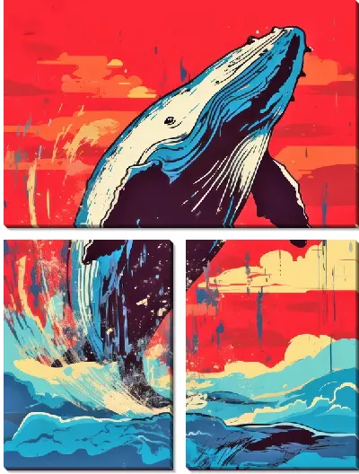 Модульная картина Кит в стиле арт №100