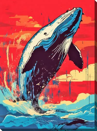 Картина маслом Кит в стиле арт №100