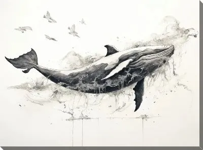 Картина маслом Кит в стиле арт №101