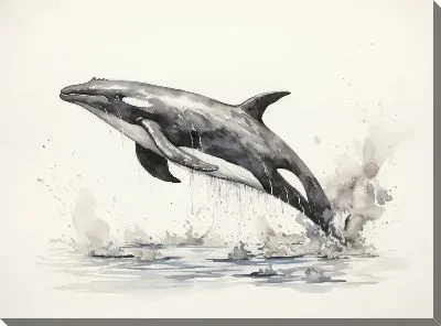 Картина маслом Кит в стиле арт №102