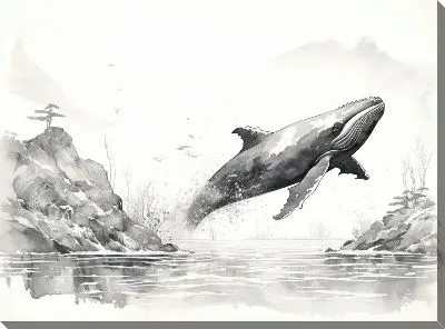 Картина маслом Кит в стиле арт №103