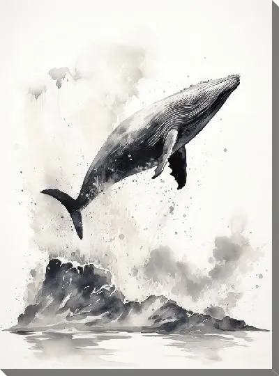 Картина маслом Кит в стиле арт №104