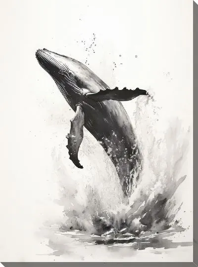 Картина маслом Кит в стиле арт №105