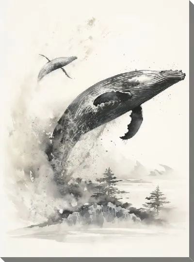 Картина маслом Кит в стиле арт №106